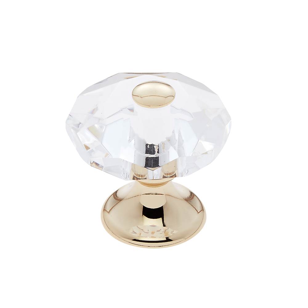 JVJ Hardware Pure Elegance Collection 24K Gold Plated Finish 28 mm (1-1/8'') Eight Sided Faceted 31 percent Leaded Crystal Knob With Cap