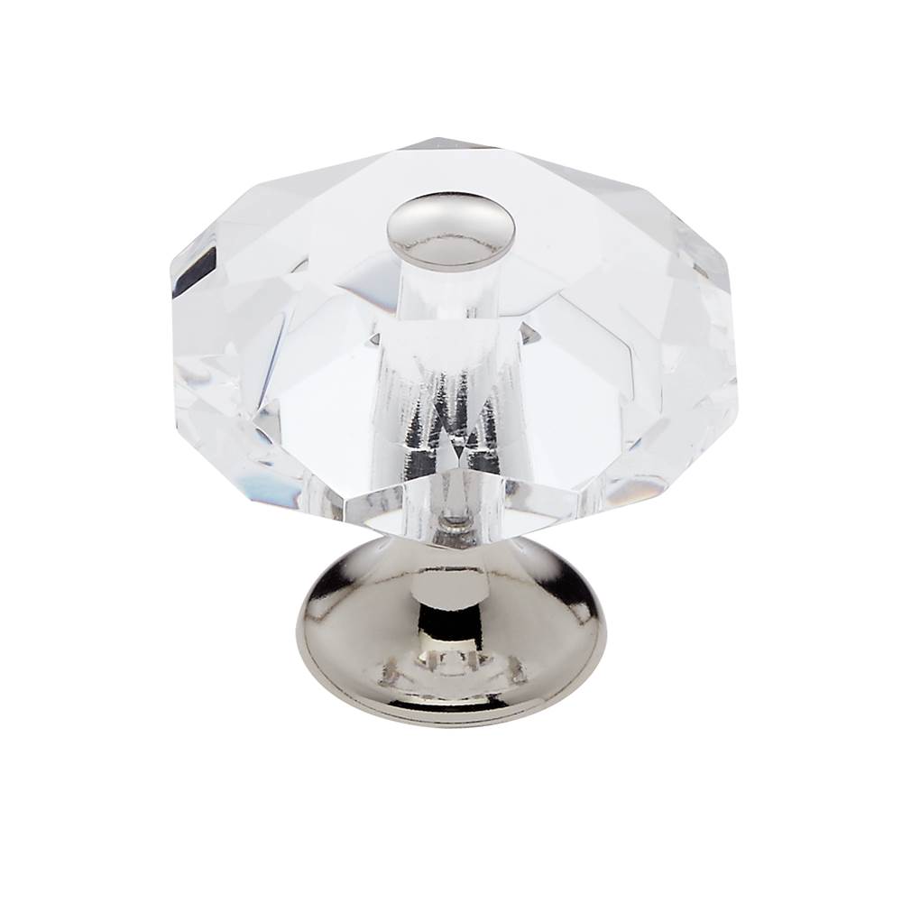 JVJ Hardware Pure Elegance Collection Polished Nickel Finish 35 mm (1-3/8'') Eight Sided Faceted 31 percent Leaded Crystal Knob