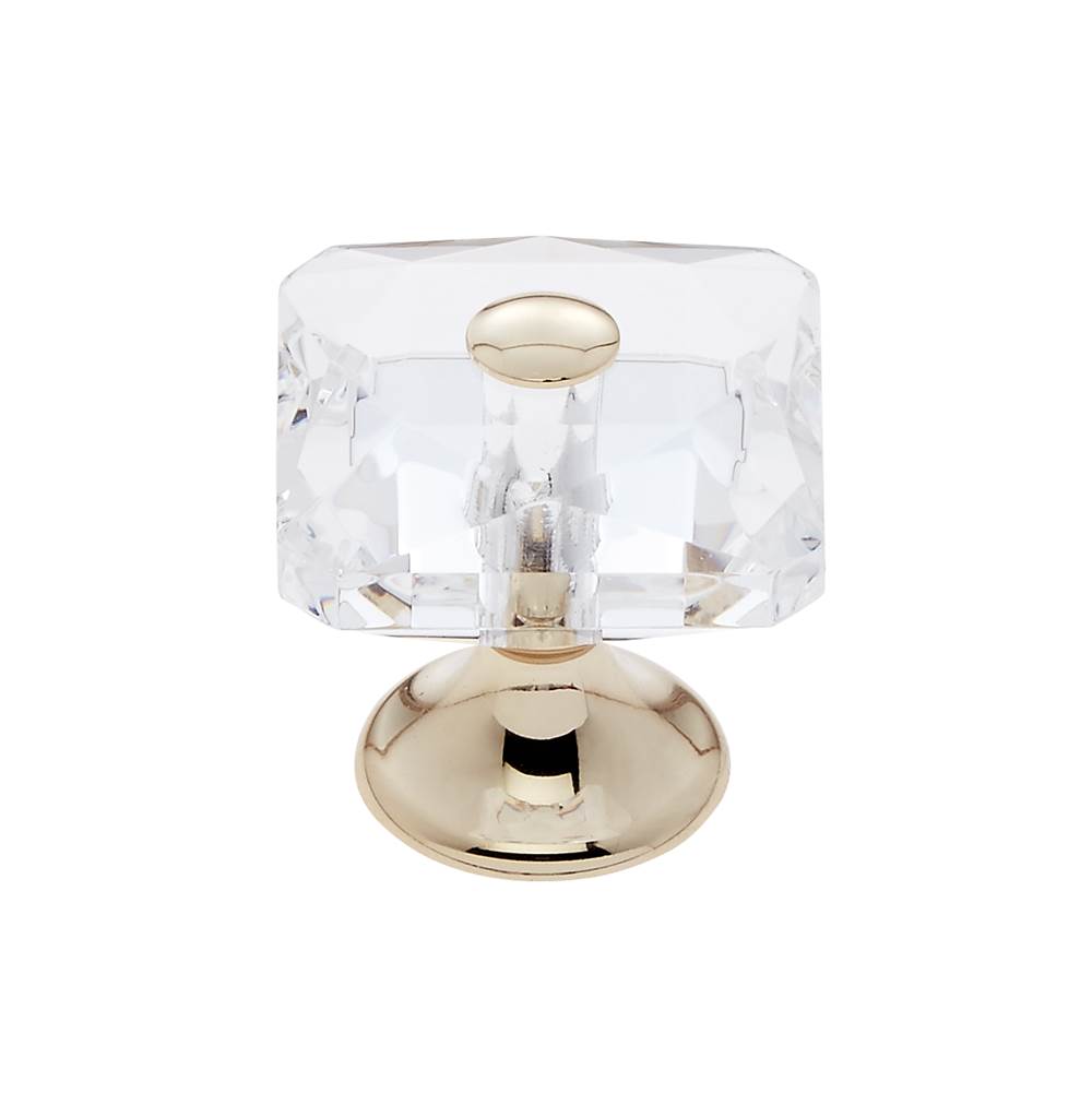 JVJ Hardware Pure Elegance Collection 24K Gold Plated Finish 28 mm (1-1/8'') Square 31 percent Leaded Crystal Knob With Cap