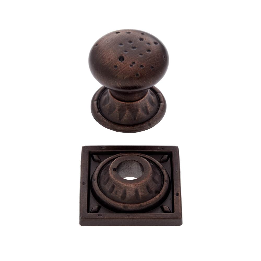 JVJ Hardware Pompeii Collection Old World Bronze Finish 1-3/8'' Pitted Mushroom Knob with Round and Square Back Plates, Composition Zamac
