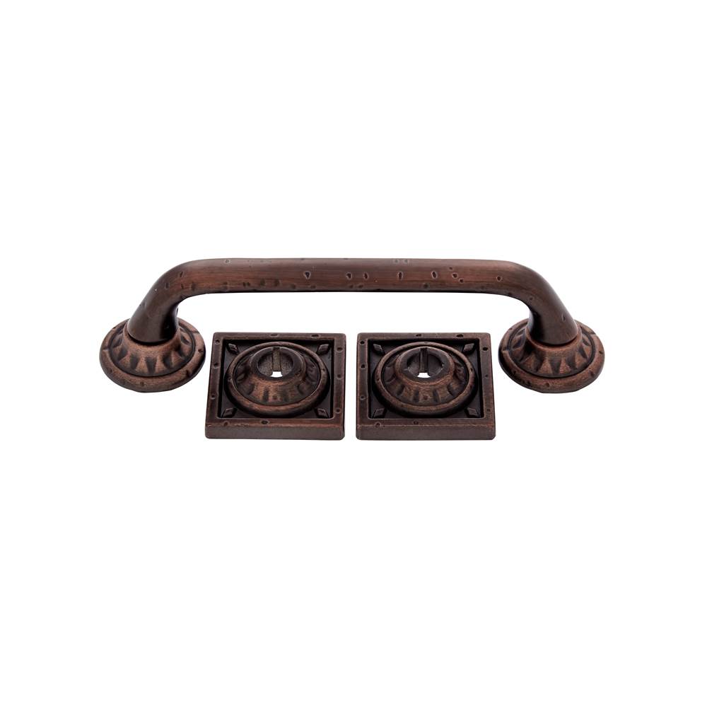 JVJ Hardware Pompeii Collection Old World Bronze Finish 96 mm Pitted Pull with Round and Square Back Plates, Composition Zamac