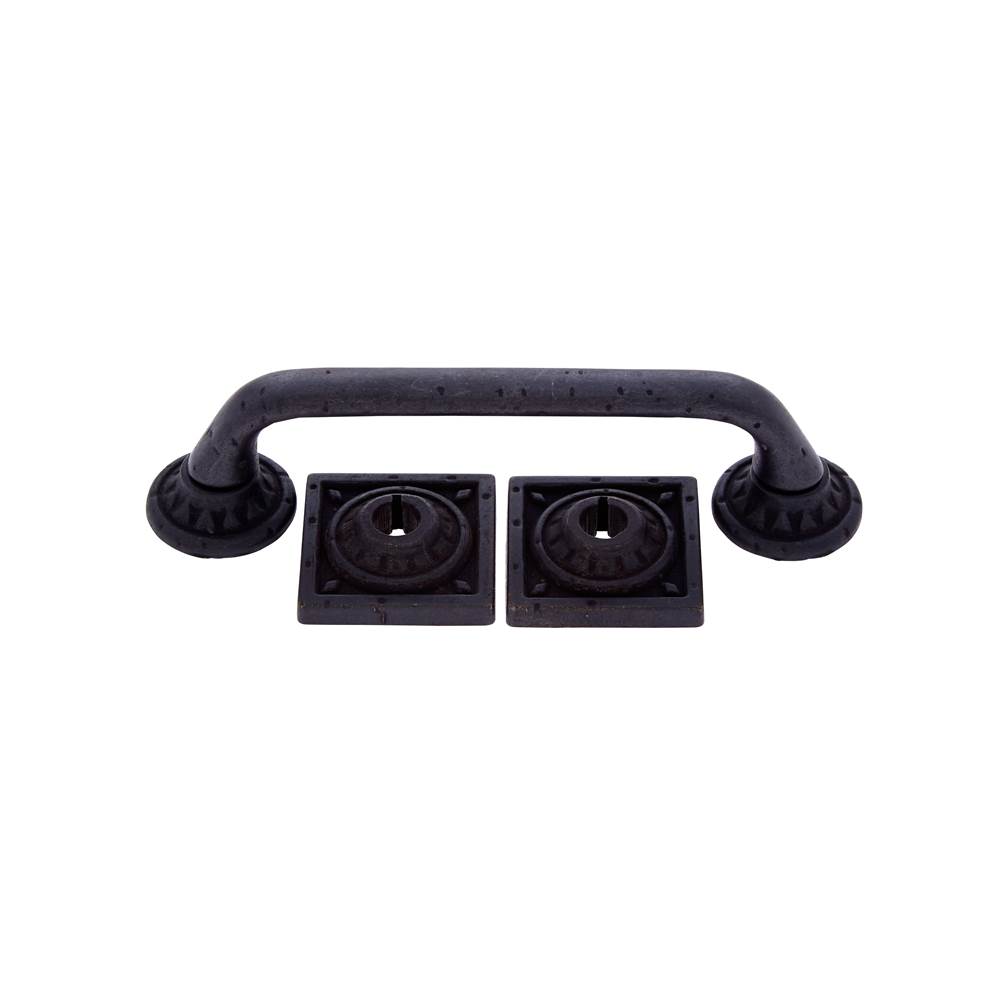 JVJ Hardware Pompeii Collection Oil Rubbed Bronze Finish 96 mm Pitted Pull with Round and Square Back Plates, Composition Zamac