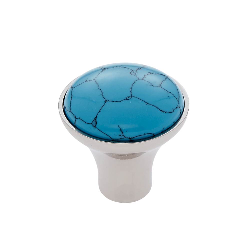 JVJ Hardware Murano Collection Polished Nickel Finish 30 mm Turquoise Knob, Composition Turquoise and Solid Brass