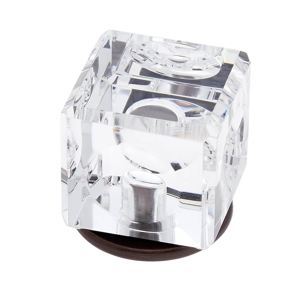 JVJ Hardware Pure Elegance Collection Old World Bronze Finish 31 percent Leaded 30 mm Crystal Square Knob, Composition Leaded Crystal and Solid Brass