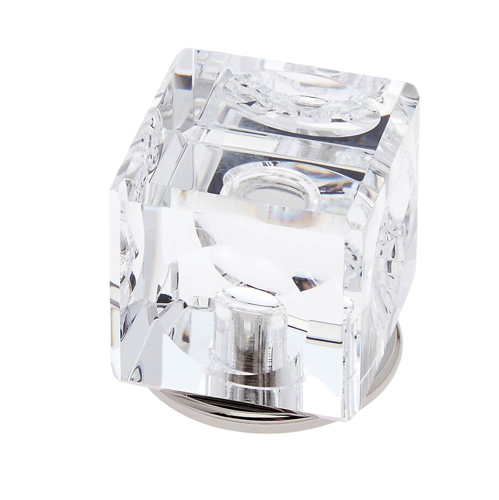 JVJ Hardware Pure Elegance Collection Polished Nickel Finish 31 percent Leaded 30 mm Crystal Square Knob, Composition Leaded Crystal and Solid Brass