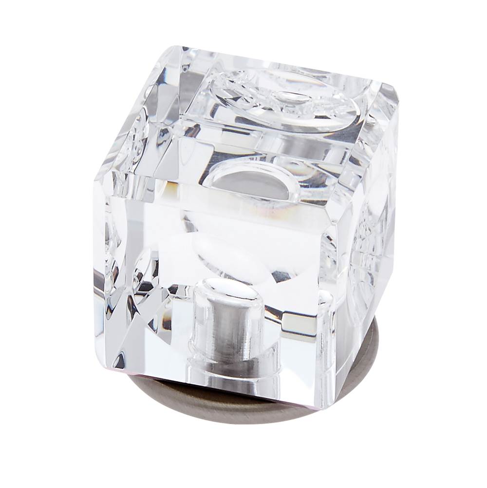 JVJ Hardware Pure Elegance Collection Satin Nickel Finish 31 percent Leaded 30 mm Crystal Square Knob, Composition Leaded Crystal and Solid Brass