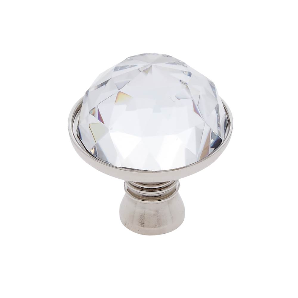 JVJ Hardware Pure Elegance Collection Polished Nickel Finish 31 percent Leaded Crystal 30 mm Half-European Cut Knob, Composition Leaded Crystal and Solid Brass