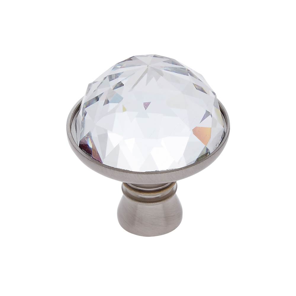 JVJ Hardware Pure Elegance Collection Satin Nickel Finish 31 percent Leaded Crystal 30 mm Half-European Cut Knob, Composition Leaded Crystal and Solid Brass