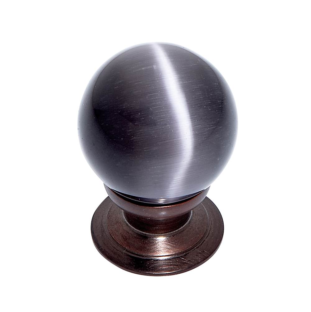 JVJ Hardware Cat''s Eye Collection Old World Bronze Finish Cat''s Eye Glass Grey 30 mm Smooth Knob, Composition Glass and Solid Brass