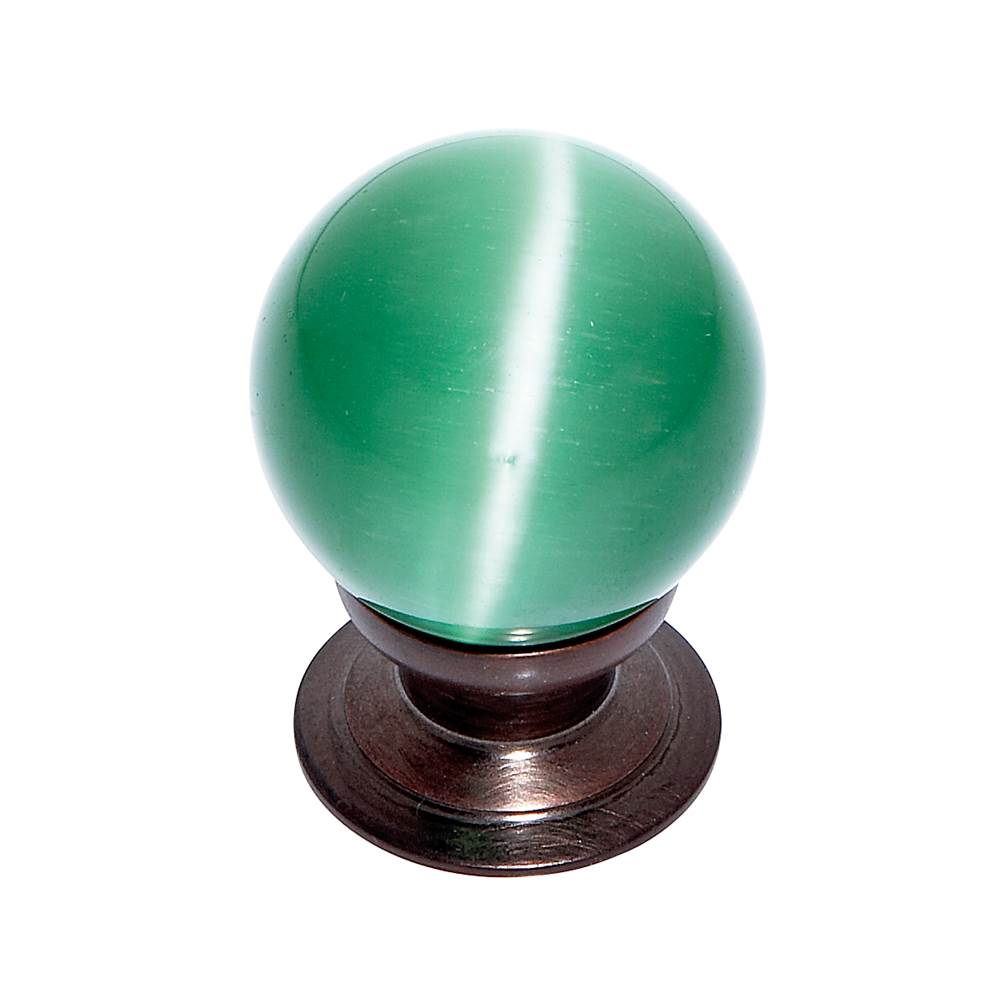 JVJ Hardware Cat''s Eye Collection Old World Bronze Finish Cat''s Eye Glass Green 30 mm Smooth Knob, Composition Glass and Solid Brass