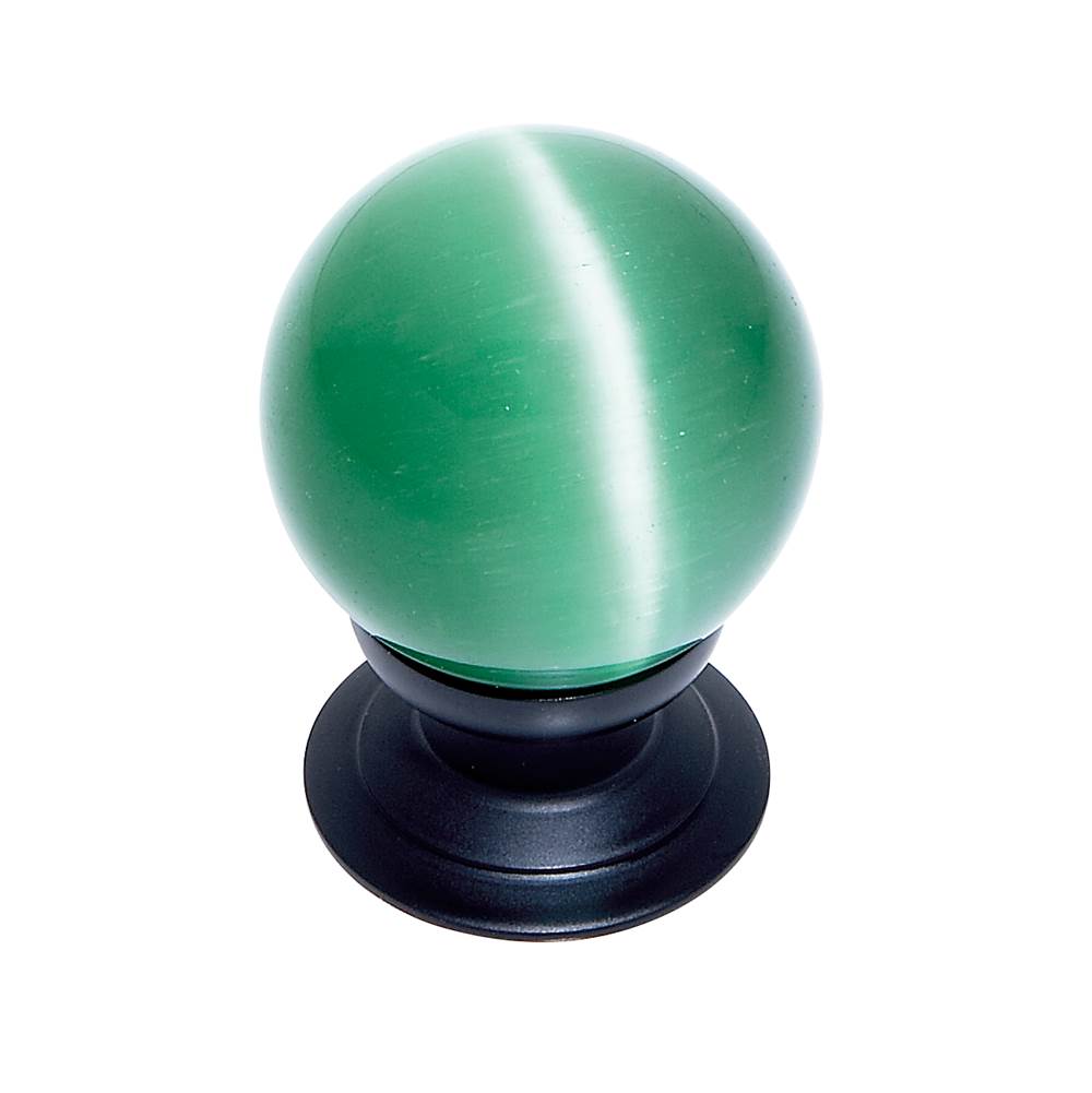 JVJ Hardware Cat''s Eye Collection Oil Rubbed Bronze Finish Cat''s Eye Glass Green 30 mm Smooth Knob, Composition Glass and Solid Brass