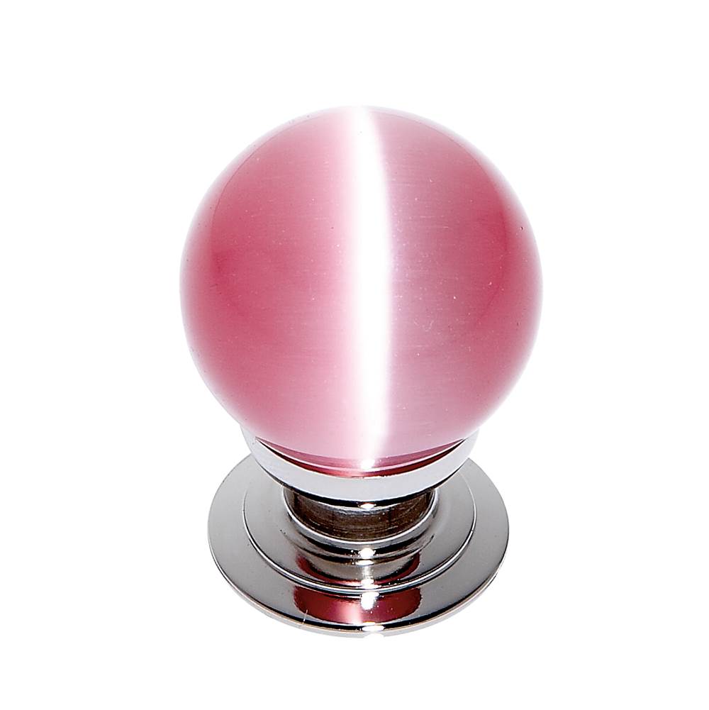 JVJ Hardware Cat''s Eye Collection Polished Nickel Finish Cat''s Eye Glass Pink 30 mm Smooth Knob, Composition Glass and Solid Brass