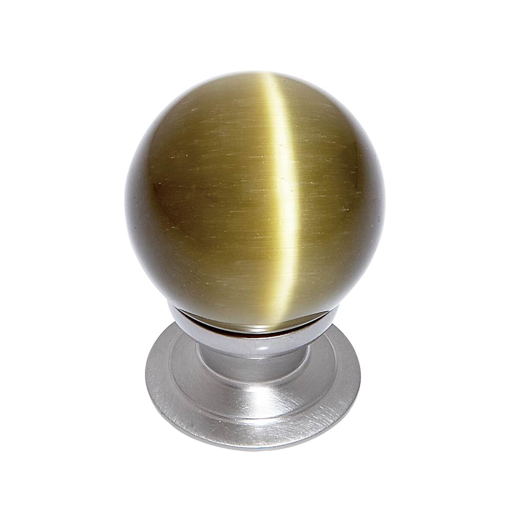 JVJ Hardware Cat''s Eye Collection Satin Nickel Finish Cat''s Eye Glass Amber 30 mm Smooth Knob, Composition Glass and Solid Brass
