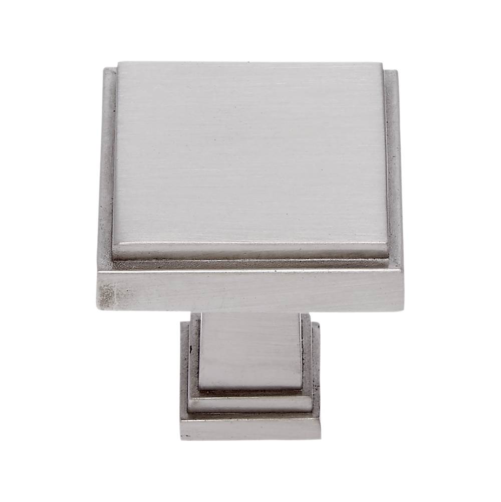 JVJ Hardware Marquee Collection Satin Nickel Finish 1-1/4'' Square Transitional Knob, Composition Zamac