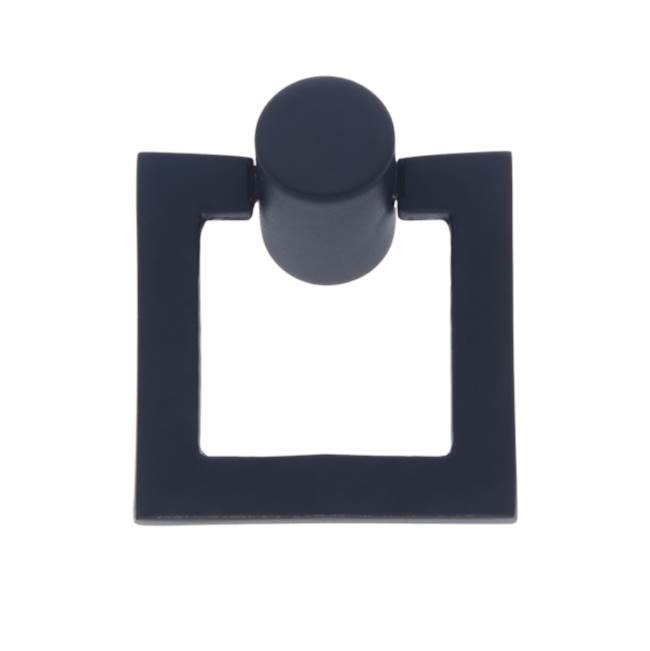 JVJ Hardware Plateau Collection Matte Black Finish 2'' Square Ring Pull, Composition Solid Brass