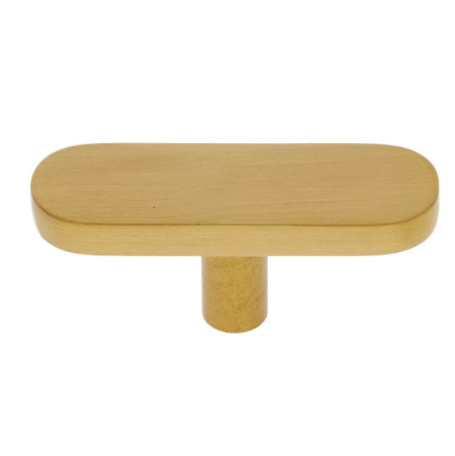 JVJ Hardware Plateau Collection Satin Brass Finish 50 mm Flat Oval Pull, Composition Solid Brass