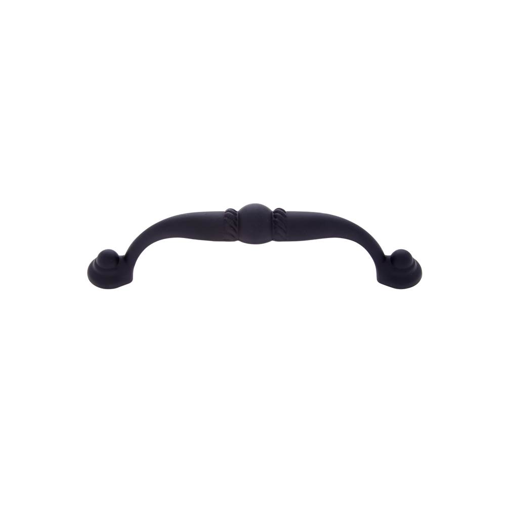 JVJ Hardware Vintage Collection Matte Black Finish 96 mm c/c (4-5/16'' OA) Pull w/Bead and Beaded Foot, Composition Zamac