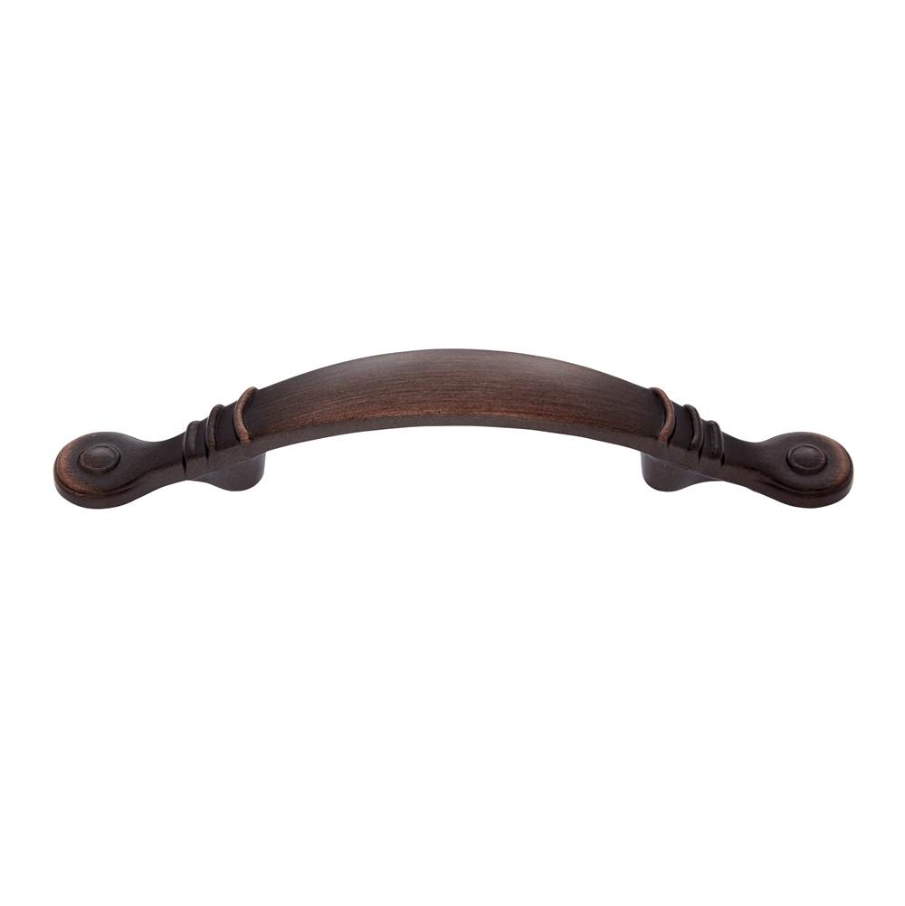 JVJ Hardware Vintage Collection Old World Bronze Finish 3'' c/c (5-1/2'' OA) Footed Pull w/Circles, Composition Zamac