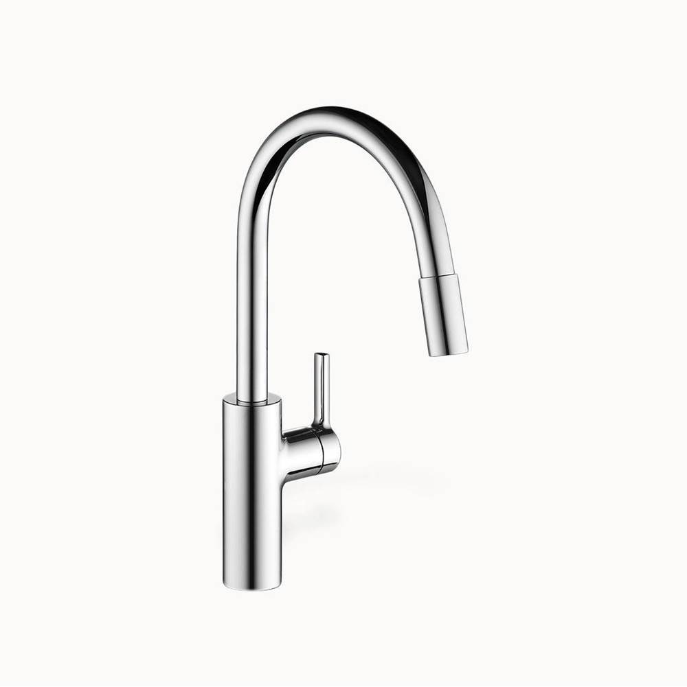 KWC Luna E Single-Hole Kitchen Faucet With Pull-Out Spray - High Arc Spout With Side Lever - Matte Black
