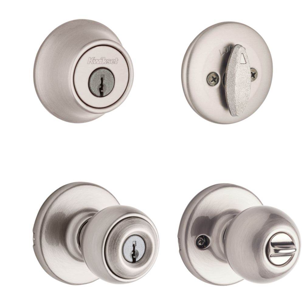 Kwikset Polo Keyed Entry Knob and Single Cylinder Deadbolt Combo Pack in Satin Chrome