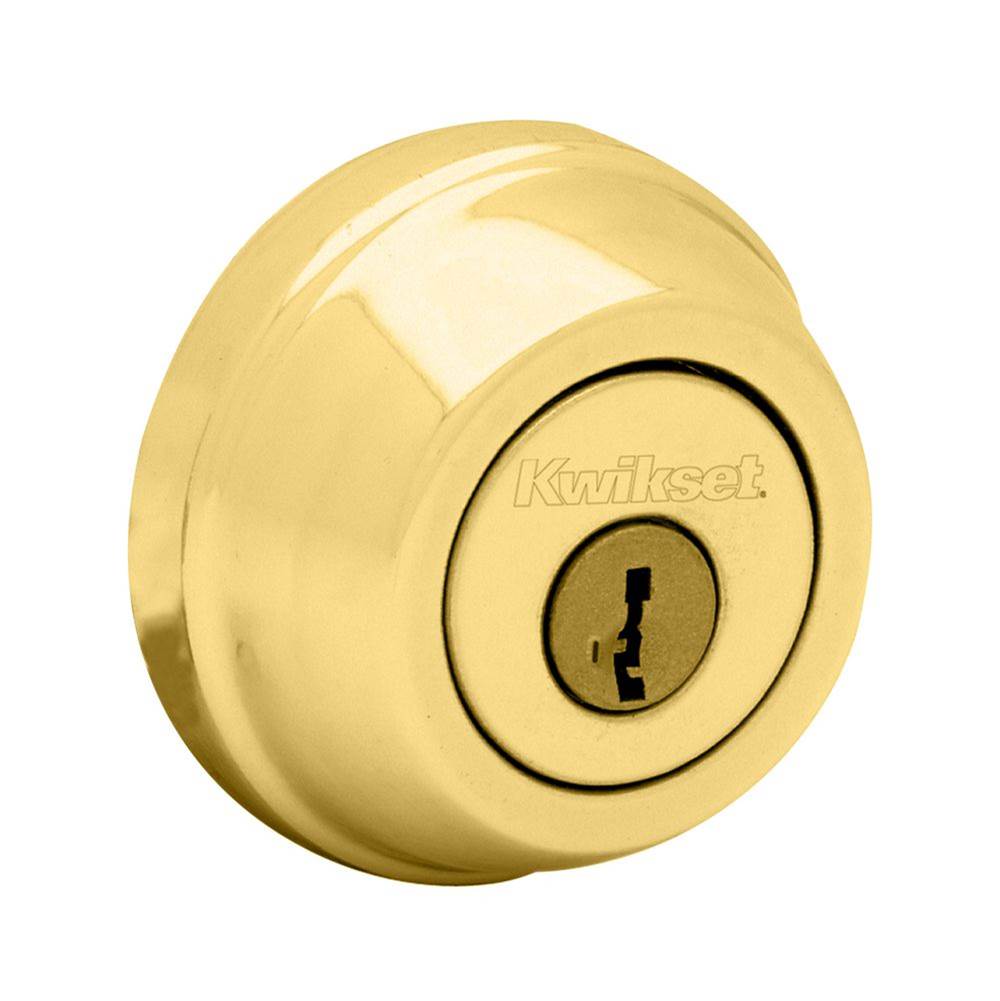 Kwikset Single Cylinder Deadbolt featuring SmartKey in Polished Brass