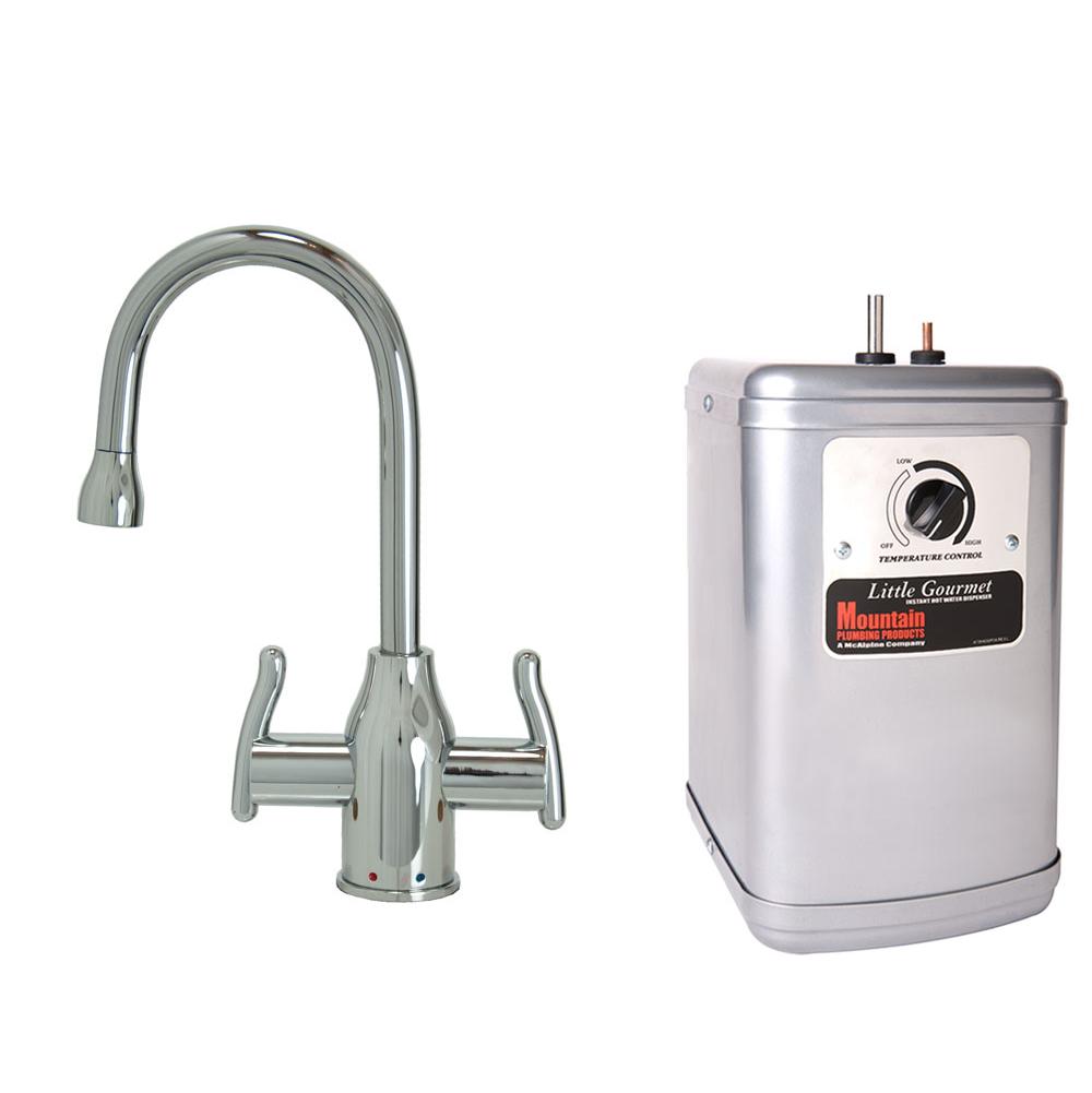 Mountain Plumbing Hot & Cold Water Faucet with Modern Curved Body & Handles & Little Gourmet® Premium Hot Water Tank