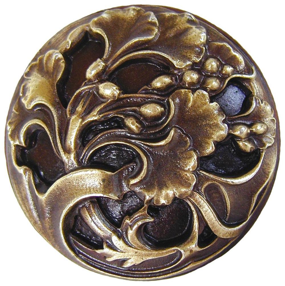 Notting Hill Florid Leaves Knob Antique Brass