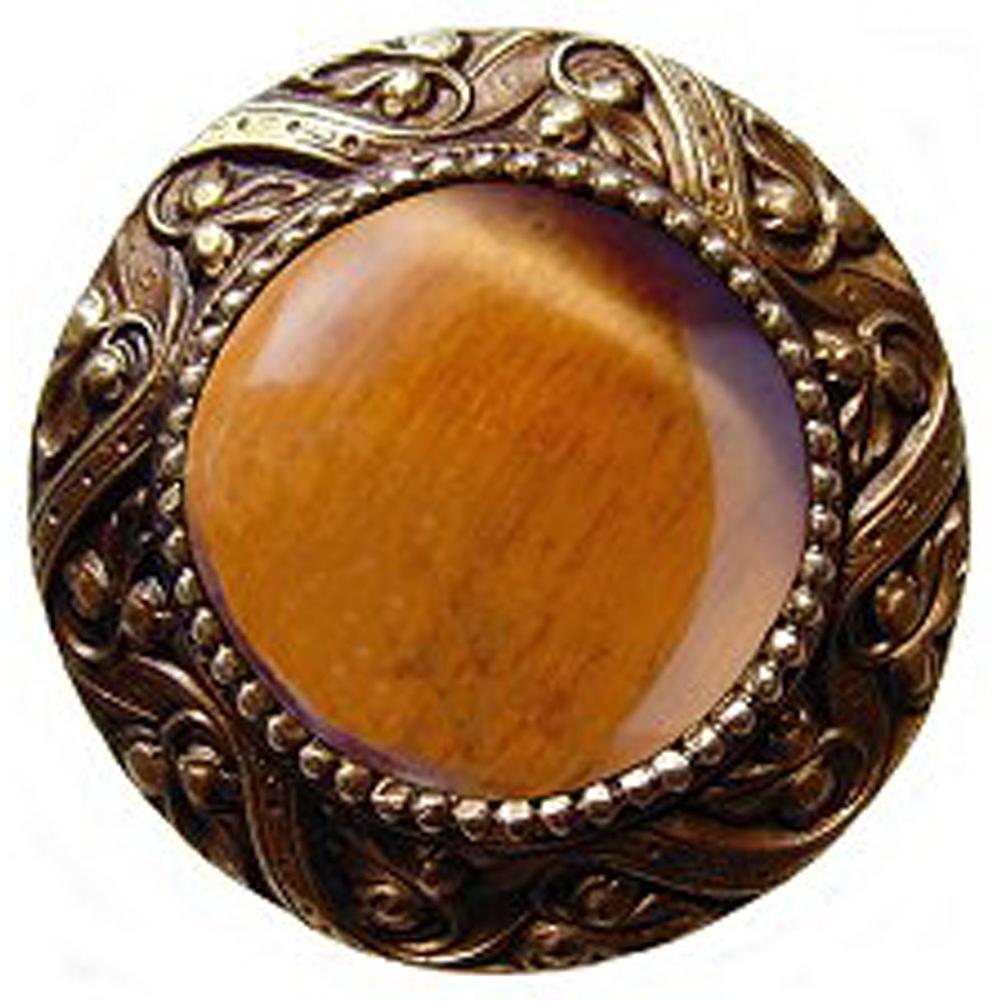 Notting Hill Victorian Jewel Knob Antique Brass/Tiger Eye natural stone