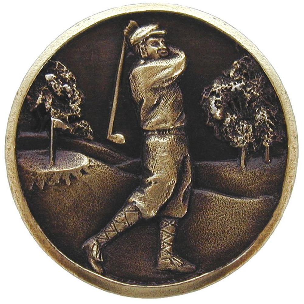 Notting Hill Gentleman Golfer Knob Antique Brass
