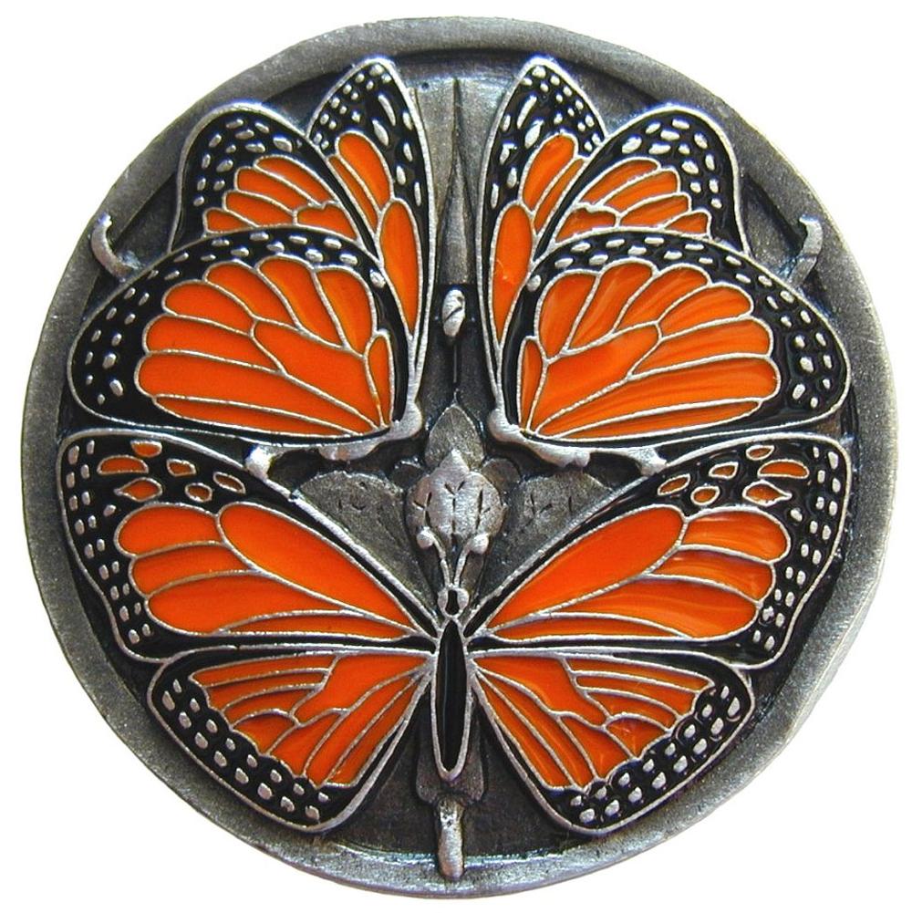 Notting Hill Monarch Butterflies Knob Enameled Antique Pewter