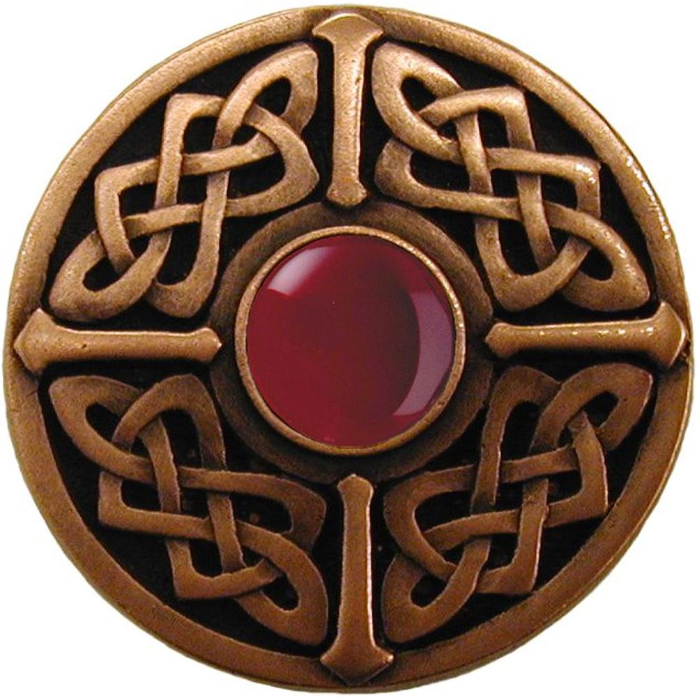 Notting Hill Celtic Jewel Knob Antique Copper/Red Carnelian natural stone