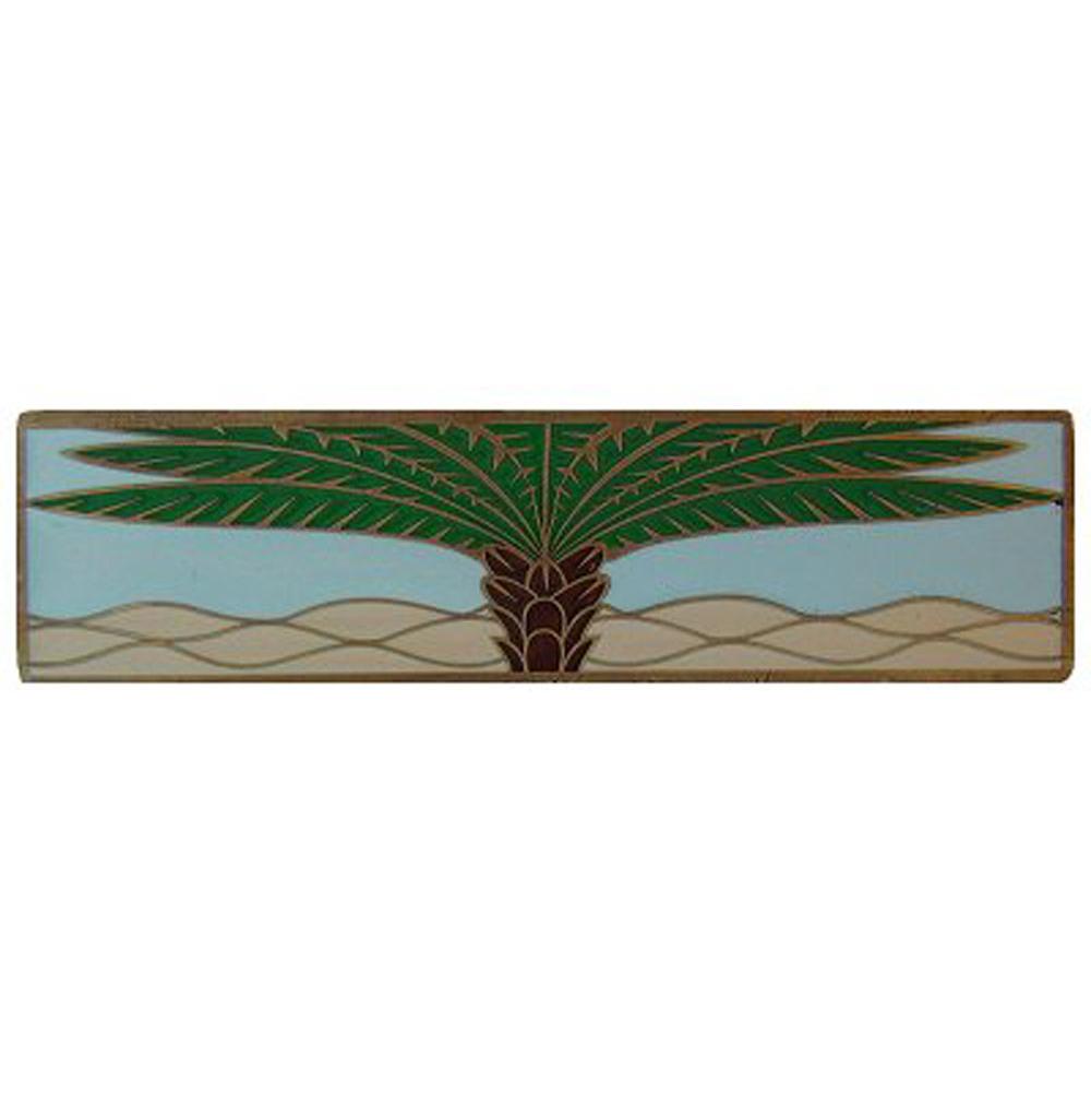 Notting Hill Royal Palm Pull Antique Brass/Pale Blue (Horizontal)