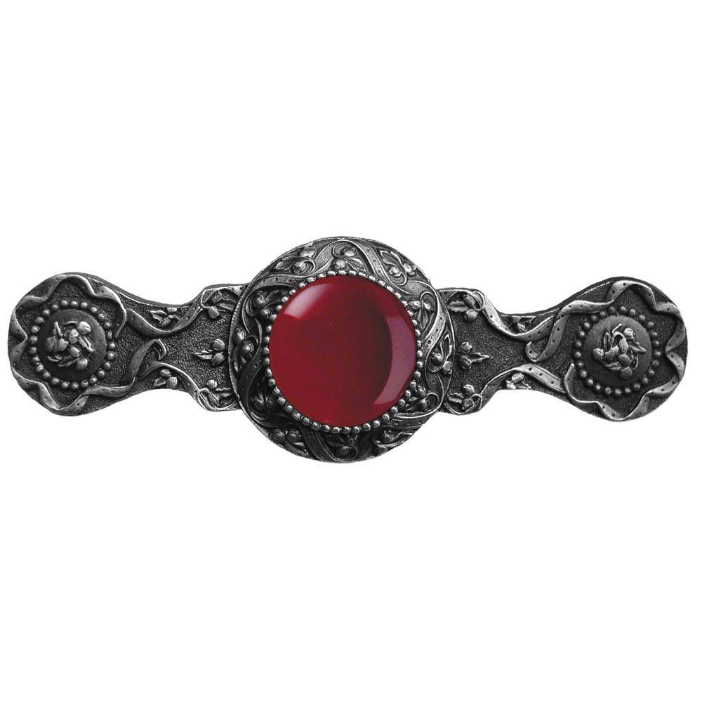 Notting Hill Victorian Jewel Pull Antique Pewter/Red Carnelian