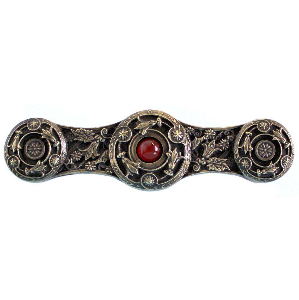 Notting Hill Jeweled Lily Pull Antique Brass/Red Carnelian natural stone