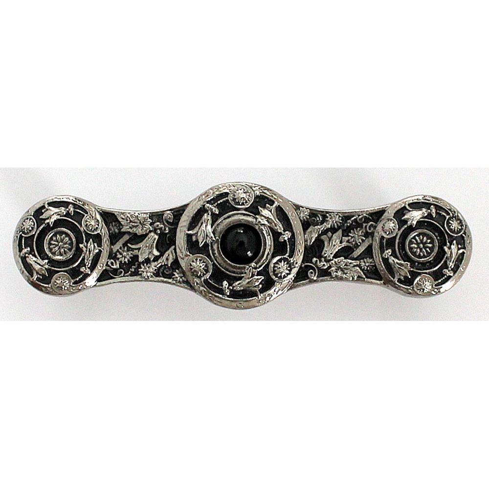 Notting Hill Jeweled Lily Pull Brite Nickel/Black Onyx natural stone
