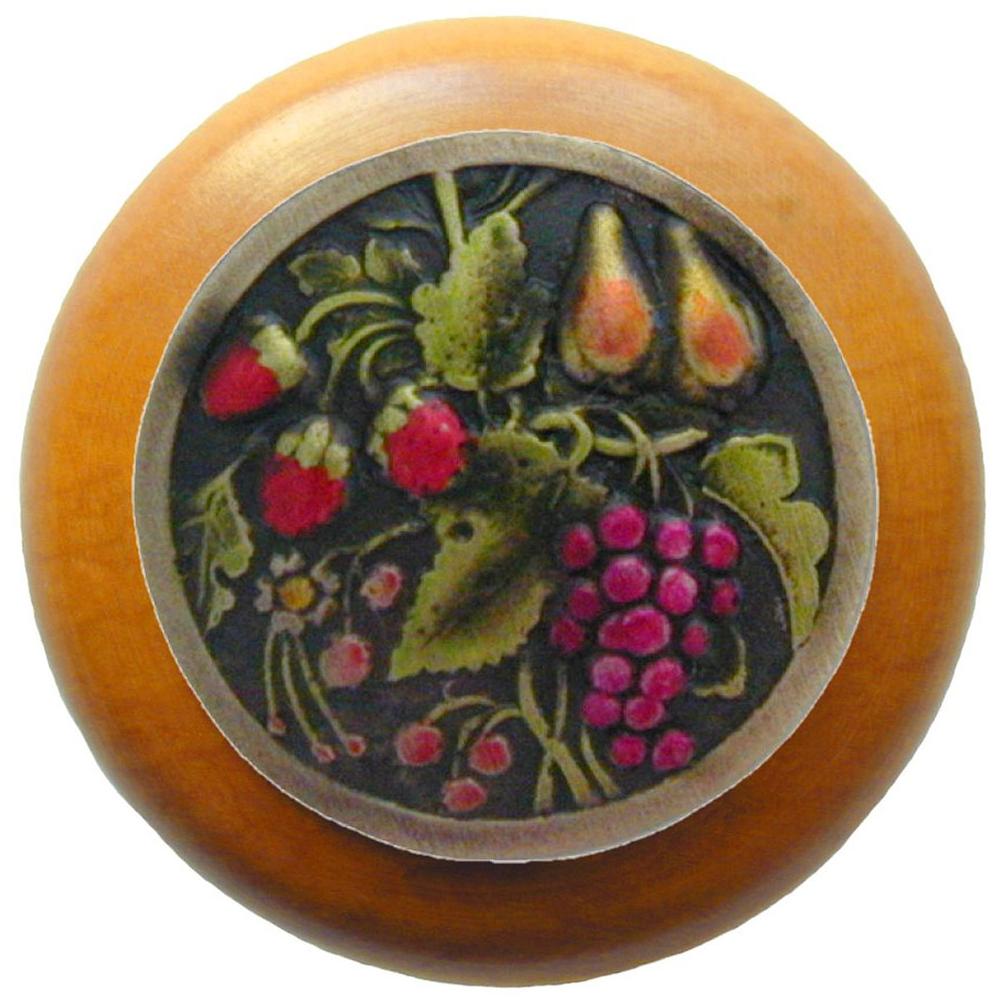 Notting Hill Tuscan Bounty Wood Knob in Hand-tinted Antique Brass/Maple wood finish
