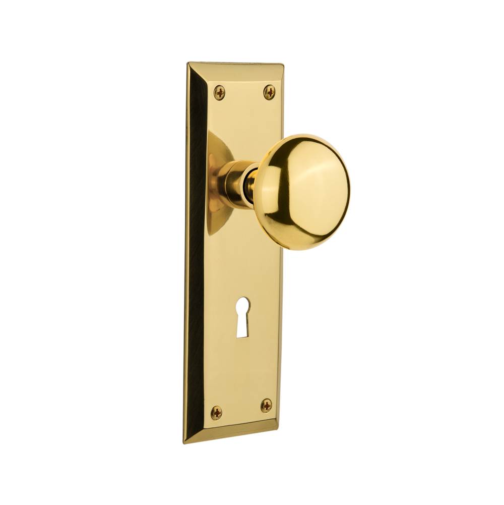 Nostalgic Warehouse Nostalgic Warehouse New York Plate Interior Mortise New York Door Knob in Polished Brass