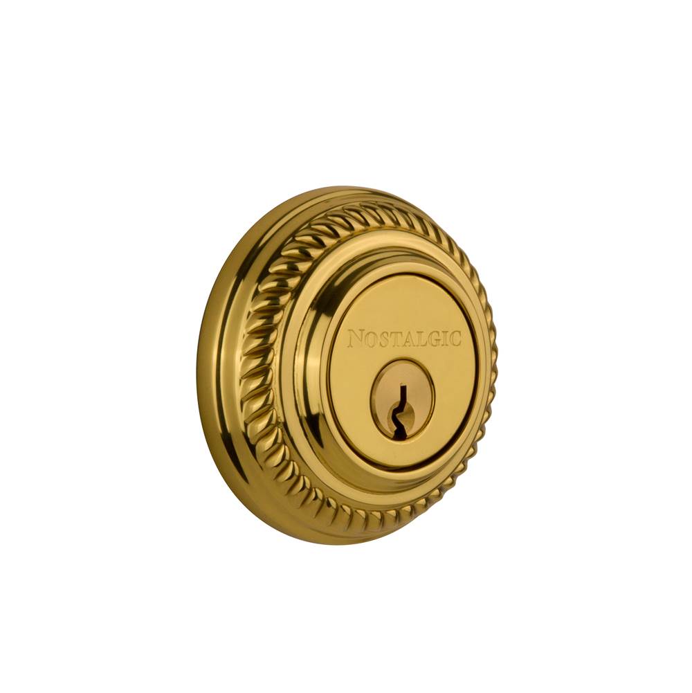 Nostalgic Warehouse Nostalgic Warehouse Rope Rosette Double Cylinder Deadbolt in Polished Brass
