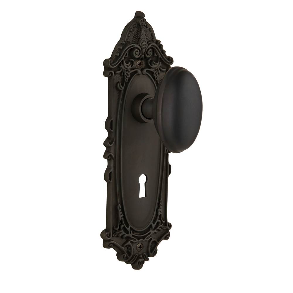 Nostalgic Warehouse Nostalgic Warehouse Victorian Plate with Keyhole Double Dummy Homestead Door Knob in Oil-Rubbed Bronze