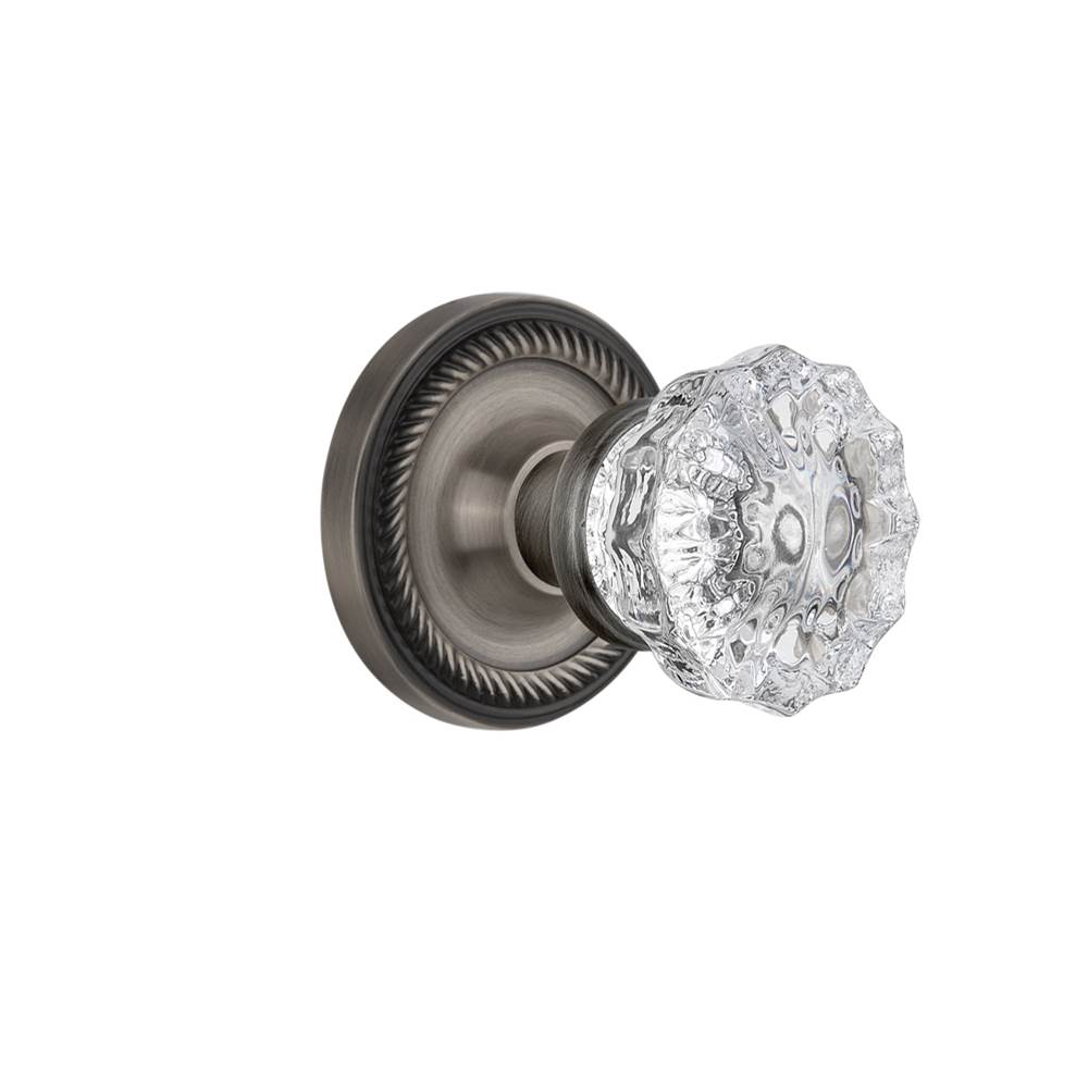 Nostalgic Warehouse Nostalgic Warehouse Rope Rosette Double Dummy Crystal Glass Door Knob in Antique Pewter