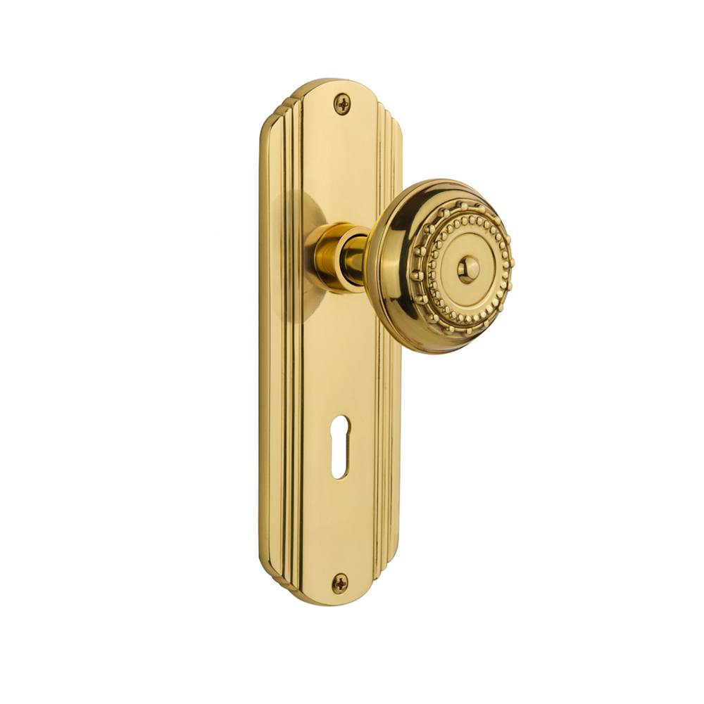 Nostalgic Warehouse Nostalgic Warehouse Deco Plate with Keyhole Privacy Meadows Door Knob in Unlacquered Brass