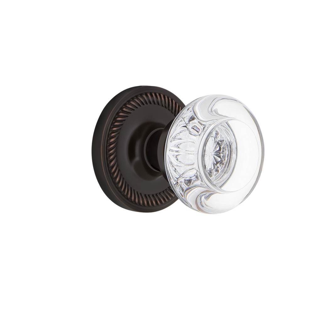 Nostalgic Warehouse Nostalgic Warehouse Rope Rosette Double Dummy Round Clear Crystal Glass Door Knob in Timeless Bronze