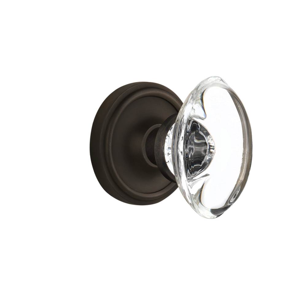 Nostalgic Warehouse Nostalgic Warehouse Classic Rosette Passage Oval Clear Crystal Glass Door Knob in Oil-Rubbed Bronze
