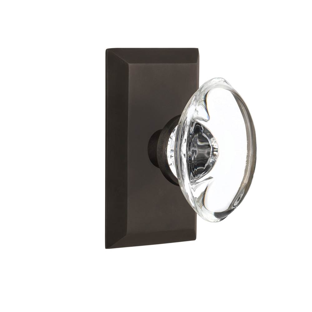 Nostalgic Warehouse Nostalgic Warehouse Studio Plate Passage Oval Clear Crystal Glass Door Knob in Oil-Rubbed Bronze
