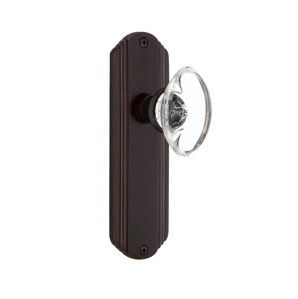 Nostalgic Warehouse Nostalgic Warehouse Deco Plate Privacy Oval Clear Crystal Glass Door Knob in Timeless Bronze