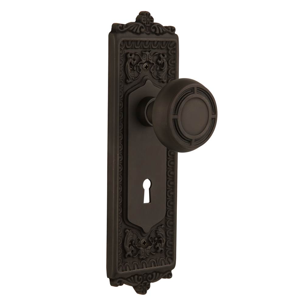 Nostalgic Warehouse Nostalgic Warehouse Egg & Dart Plate with Keyhole Privacy Mission Door Knob in Oil-Rubbed Bronze