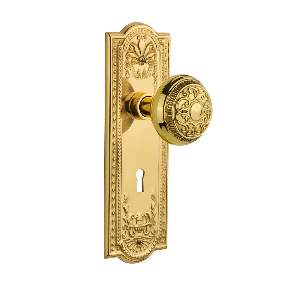 Nostalgic Warehouse Nostalgic Warehouse Meadows Plate with Keyhole Privacy Egg & Dart Door Knob in Unlacquered Brass
