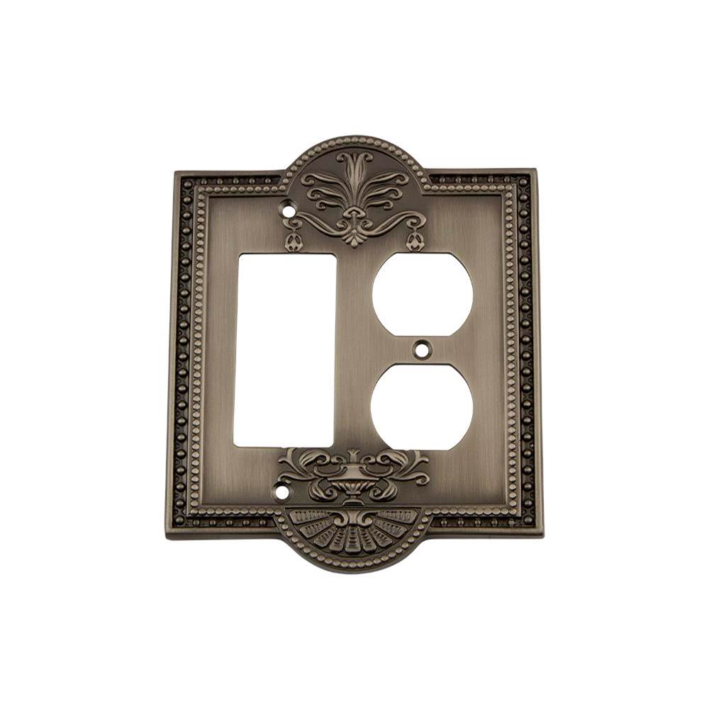Nostalgic Warehouse Nostalgic Warehouse Meadows Switch Plate with Rocker and Outlet in Antique Pewter