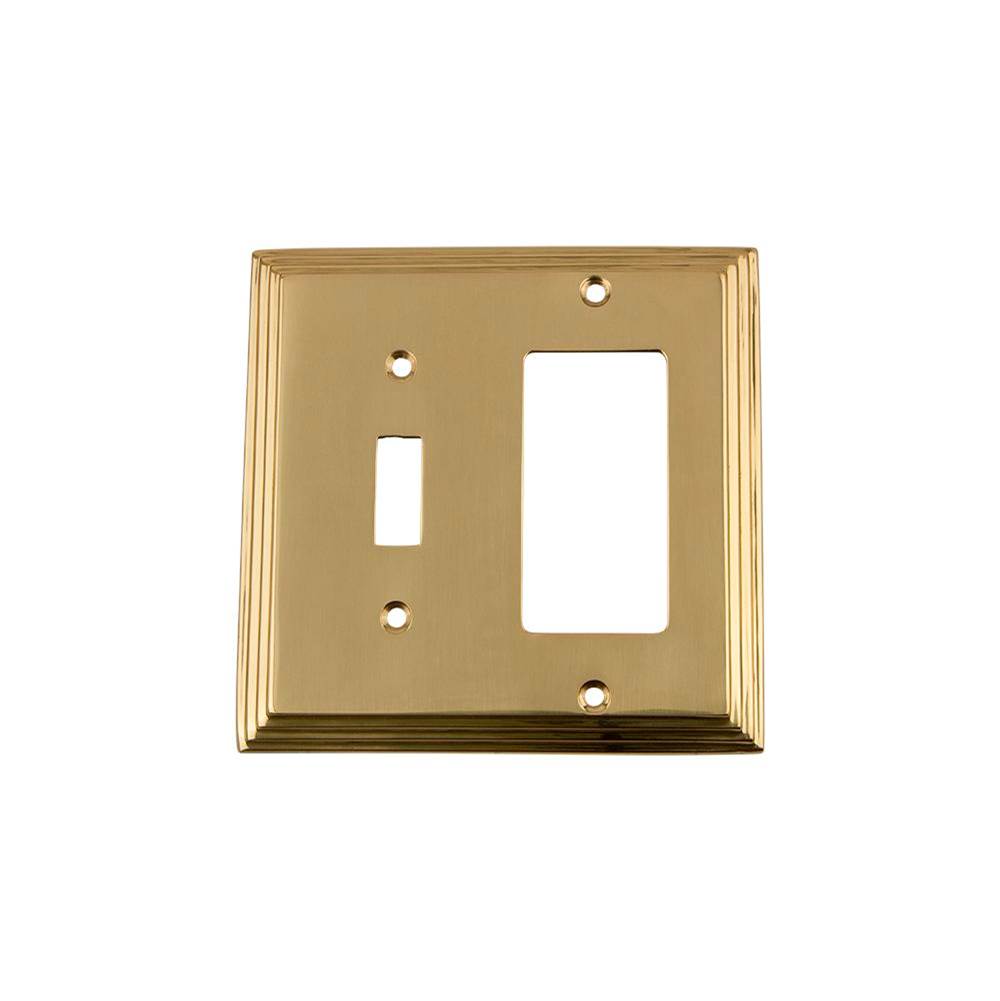 Nostalgic Warehouse Nostalgic Warehouse Deco Switch Plate with Toggle and Rocker in Polished Brass