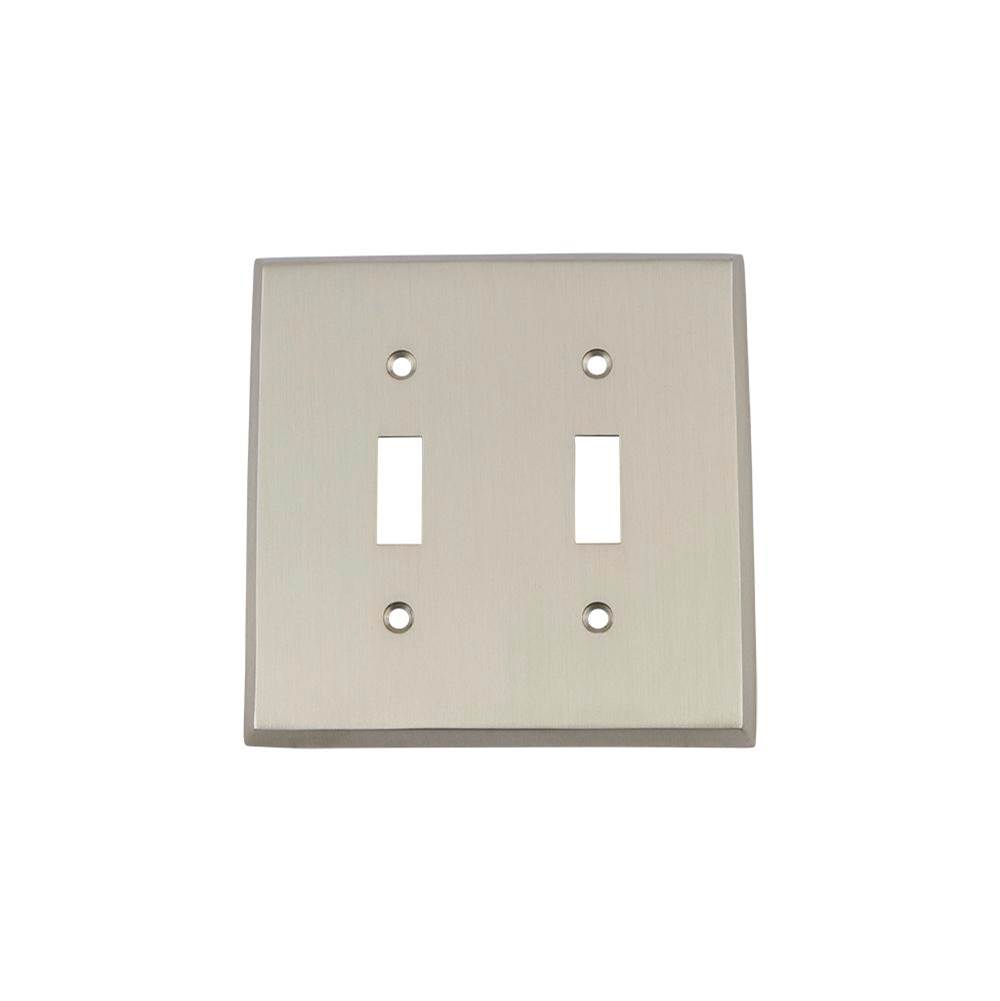 Nostalgic Warehouse Nostalgic Warehouse New York Switch Plate with Double Toggle in Satin Nickel
